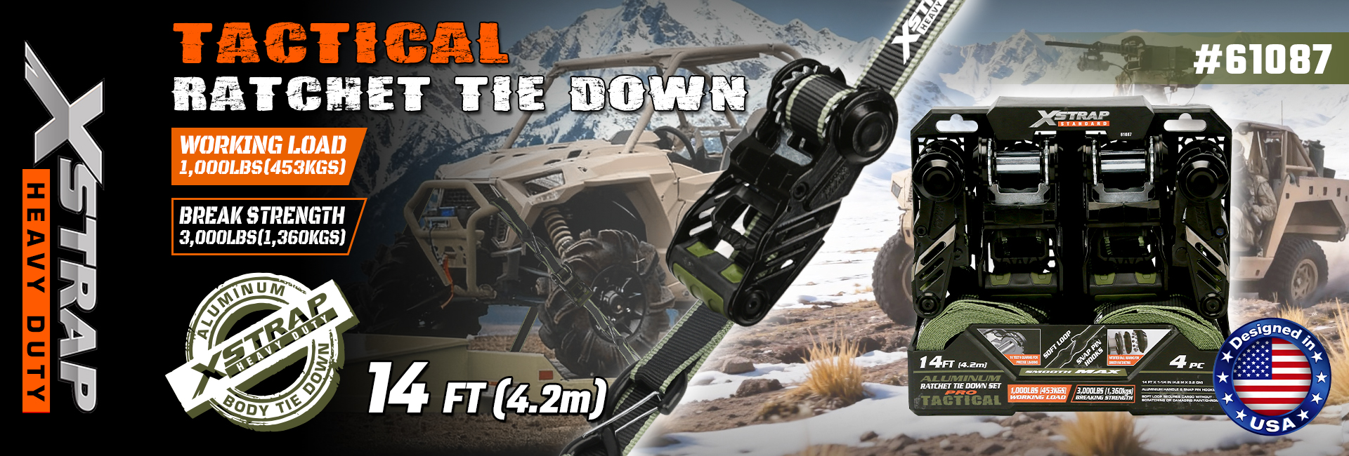 Xstrap 61087 Taktyczne paski mocujące z grzechotką 1,25