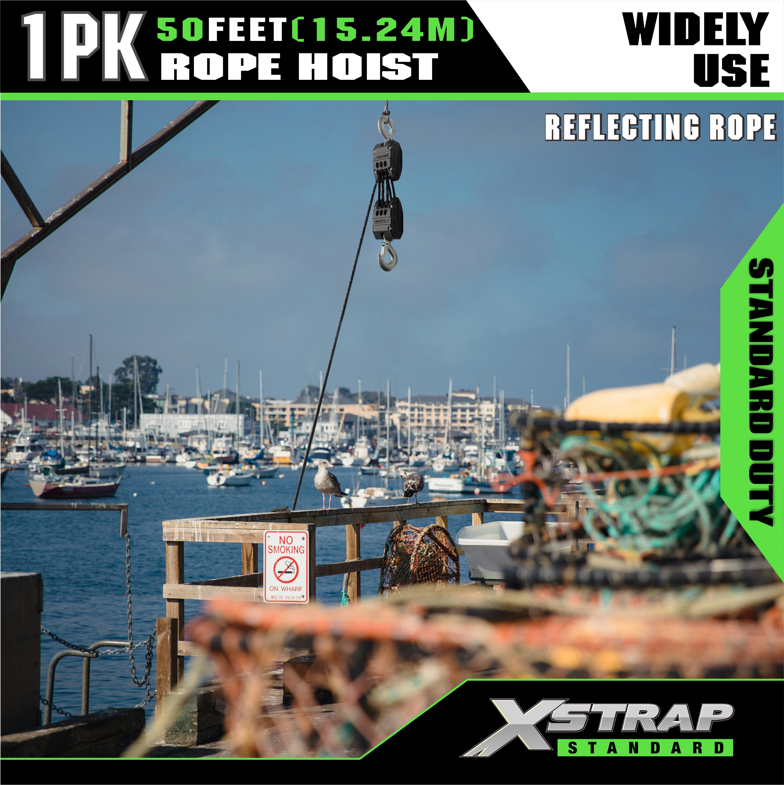 XSTRAP AHLT0003-odblaskowy czarny krążek wciągnika linowego 1000LB