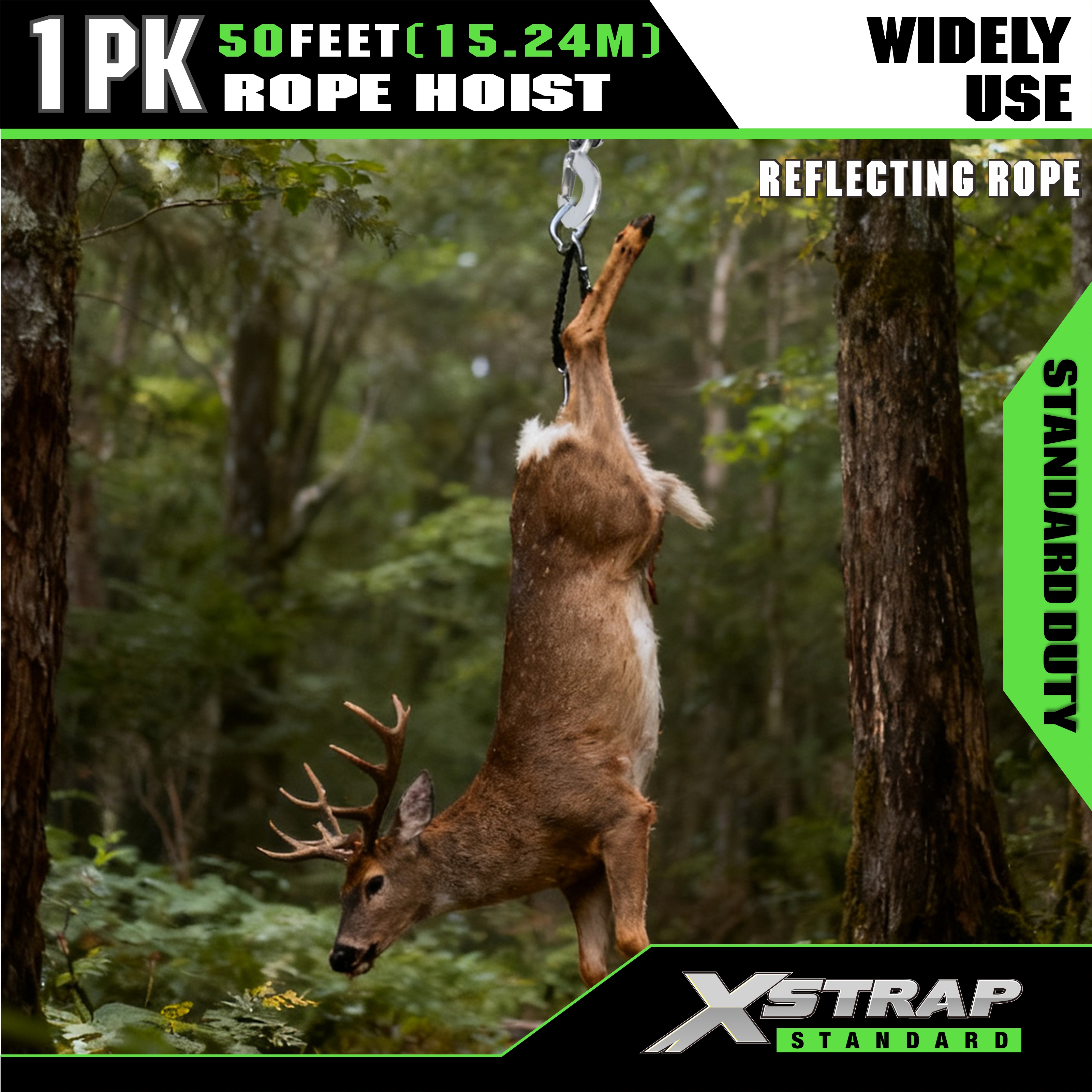 XSTRAP AHLT0003-odblaskowy czarny krążek wciągnika linowego 1000LB