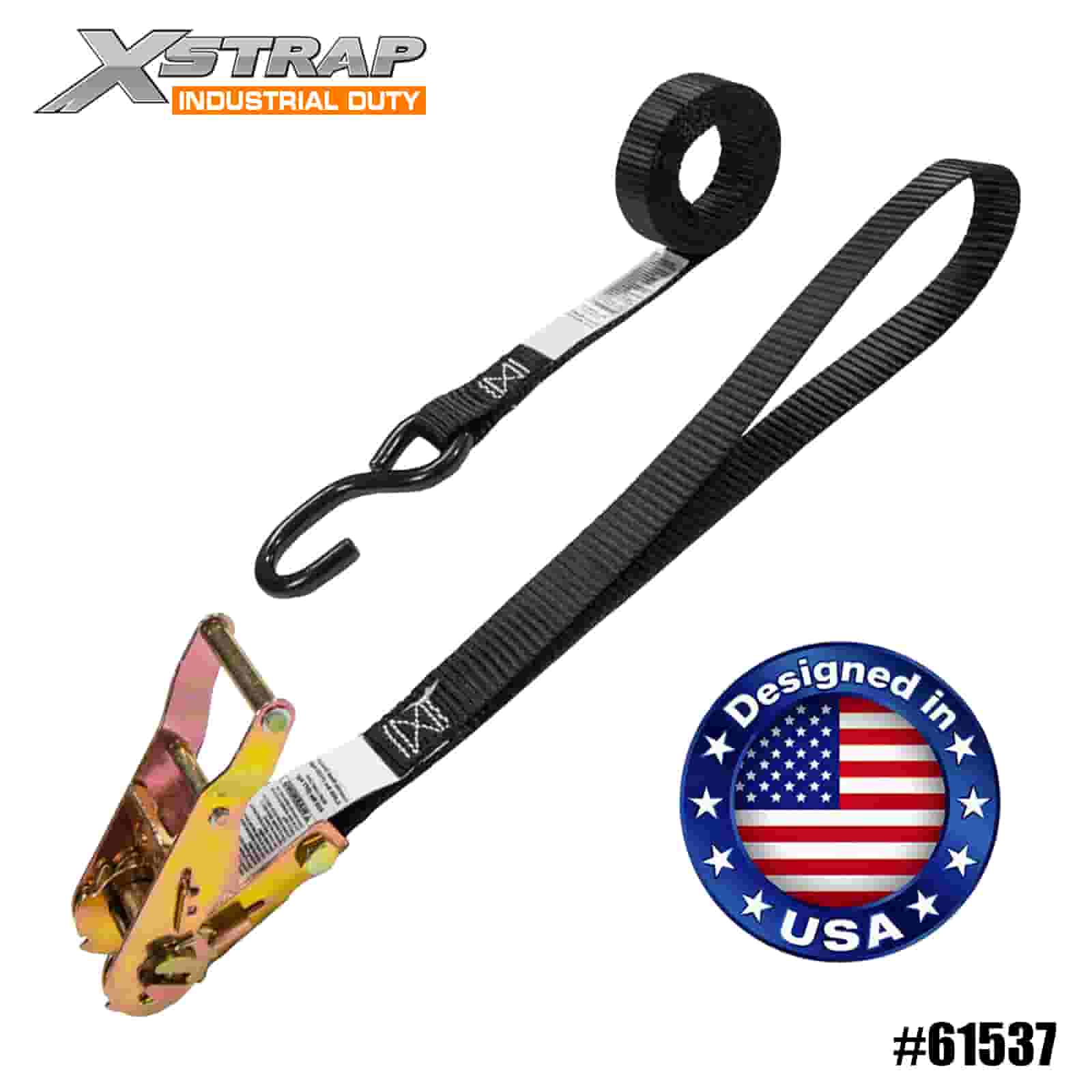 Xstrap 61537 1” x 6’ 4PK Pasek do mocowania motocykla zapadkowy z 12” wszytą pętlą 833lb SWL