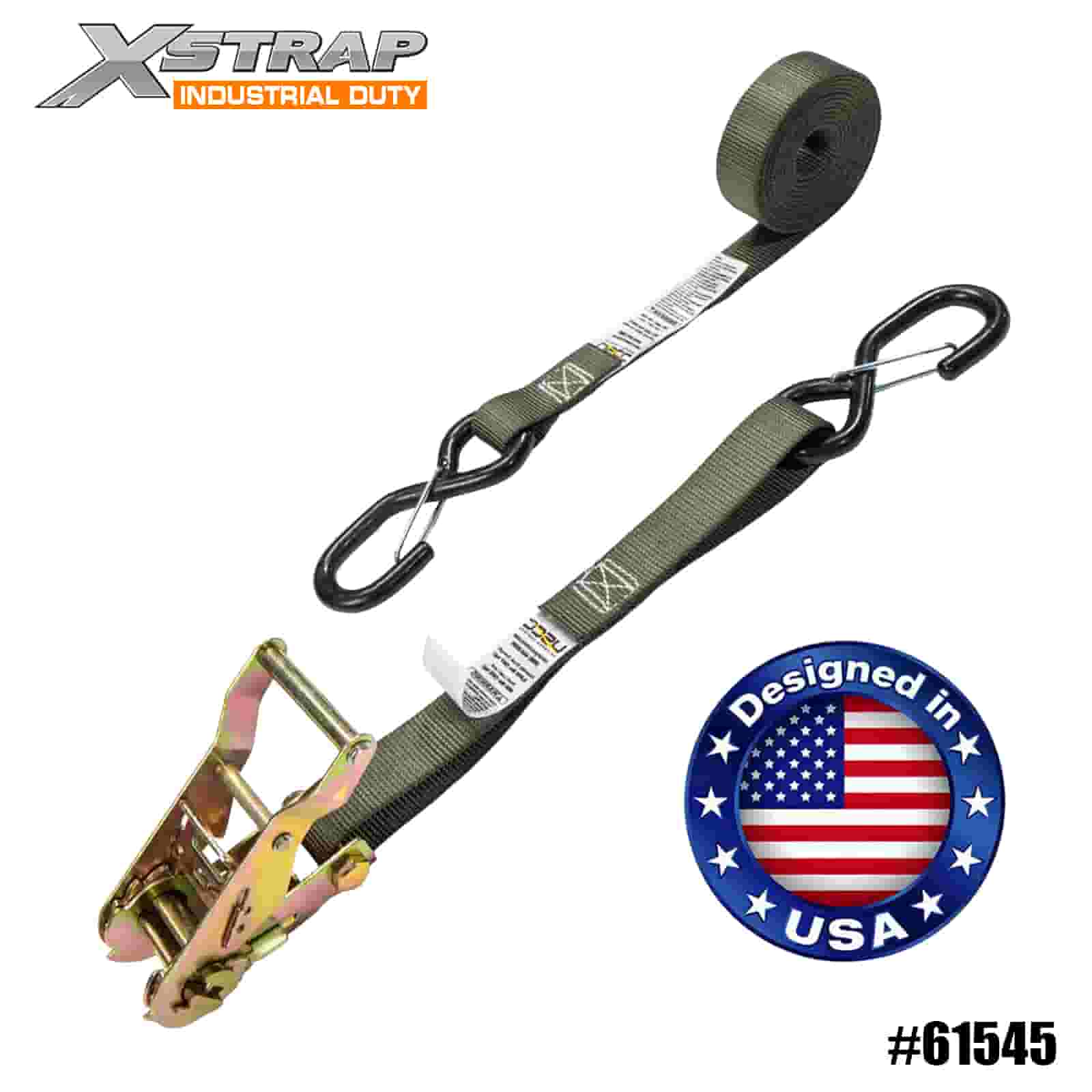 Xstrap 61545 4 szt. Pasek zapadkowy 1” x 8” z bezpiecznymi haczykami S pokrytymi winylem 833 lb SWL