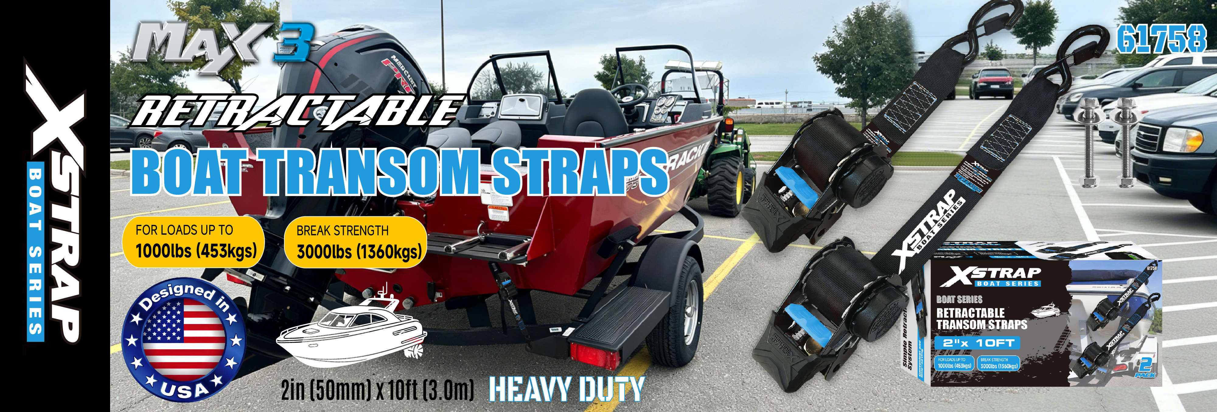 Xstrap 61758 Zwijane paski pawęży z hakami zabezpieczającymi 1000LB SWL